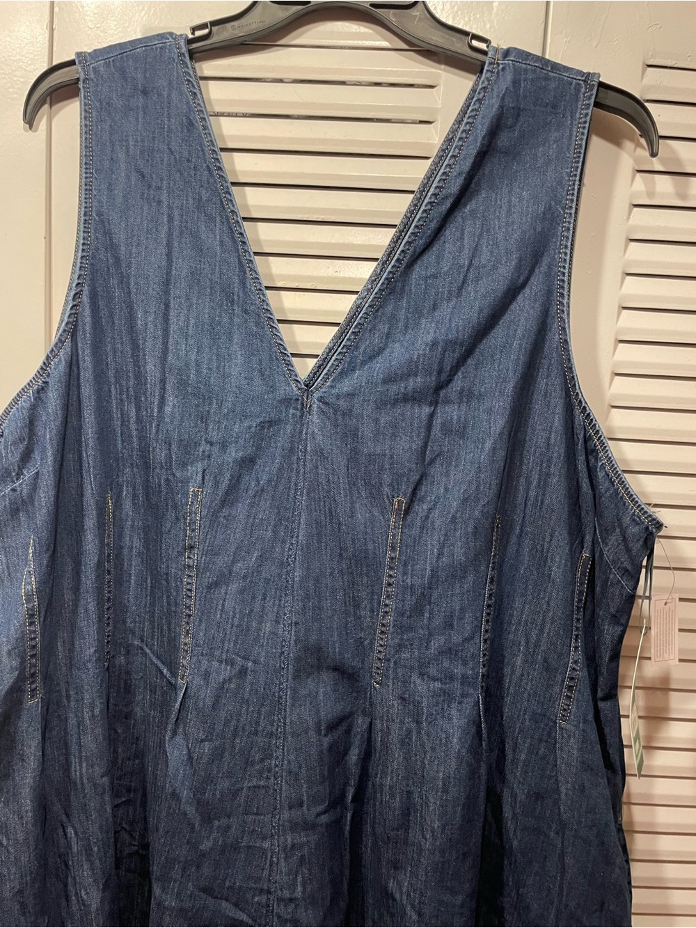 Terra and Sky Sleeveless V-Neck Dark Blue Denim Midi Dress